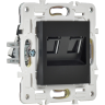Розетка компьютерная IEK SKANDY SK-K03Bl двойная RJ45 кат.5E черный SK-K20-1-K02